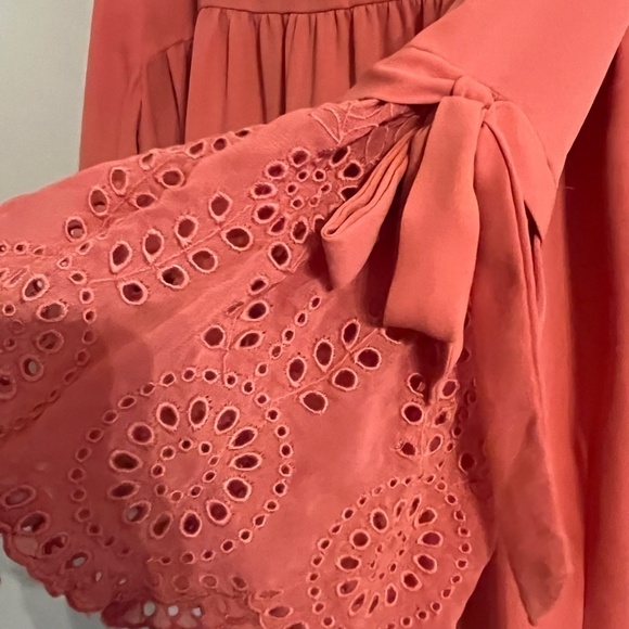 Loft Boho Bell Sleeve Top XS Orange Peasant Hippie Indie Concert Western Preppy - Picture 10 of 12